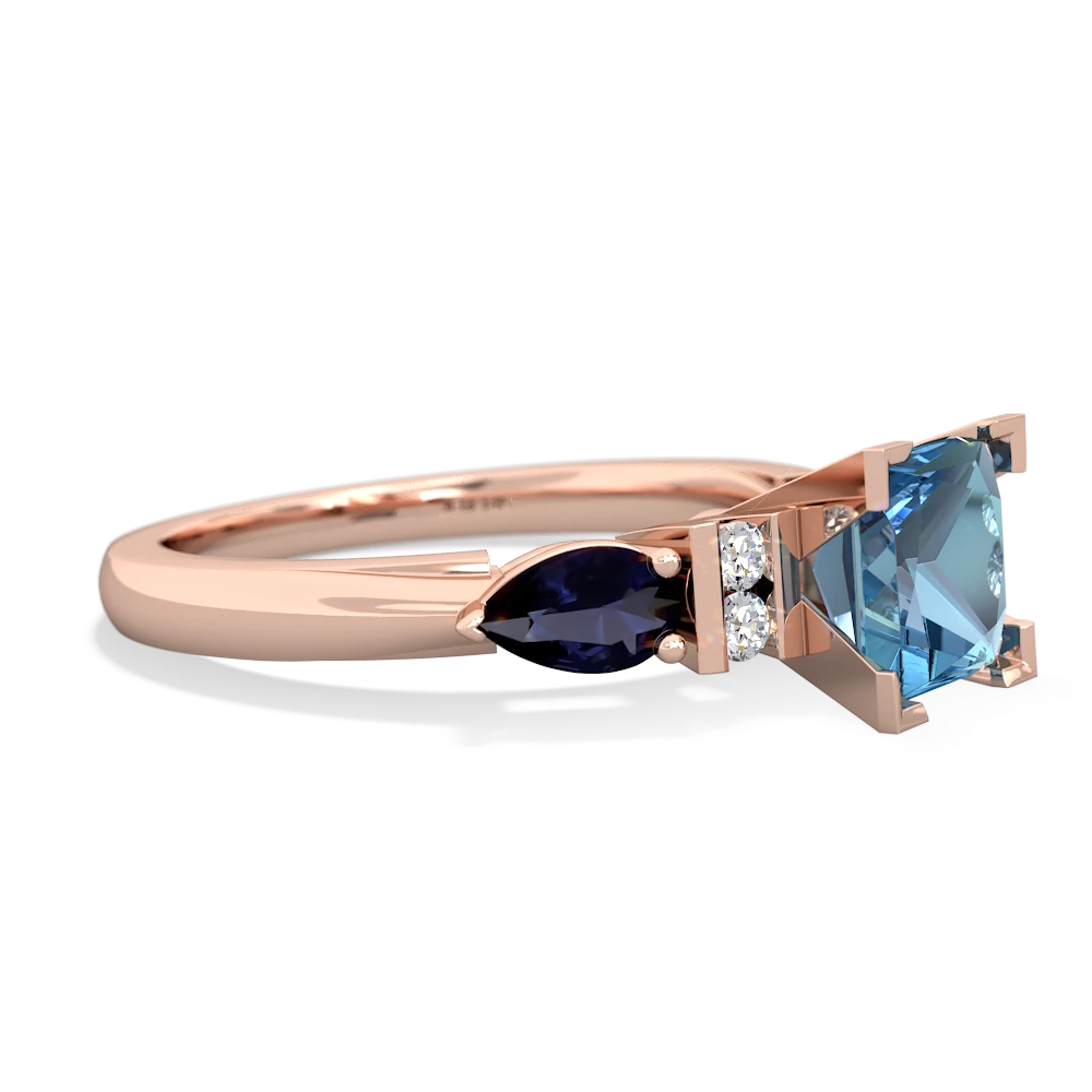 Blue Topaz 6Mm Princess Eternal Embrace Engagement 14K Rose Gold ring C2002