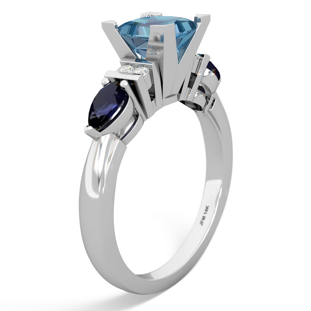 Blue Topaz 6Mm Princess Eternal Embrace Engagement 14K White Gold ring C2002