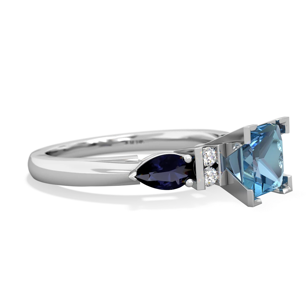 Blue Topaz 6Mm Princess Eternal Embrace Engagement 14K White Gold ring C2002