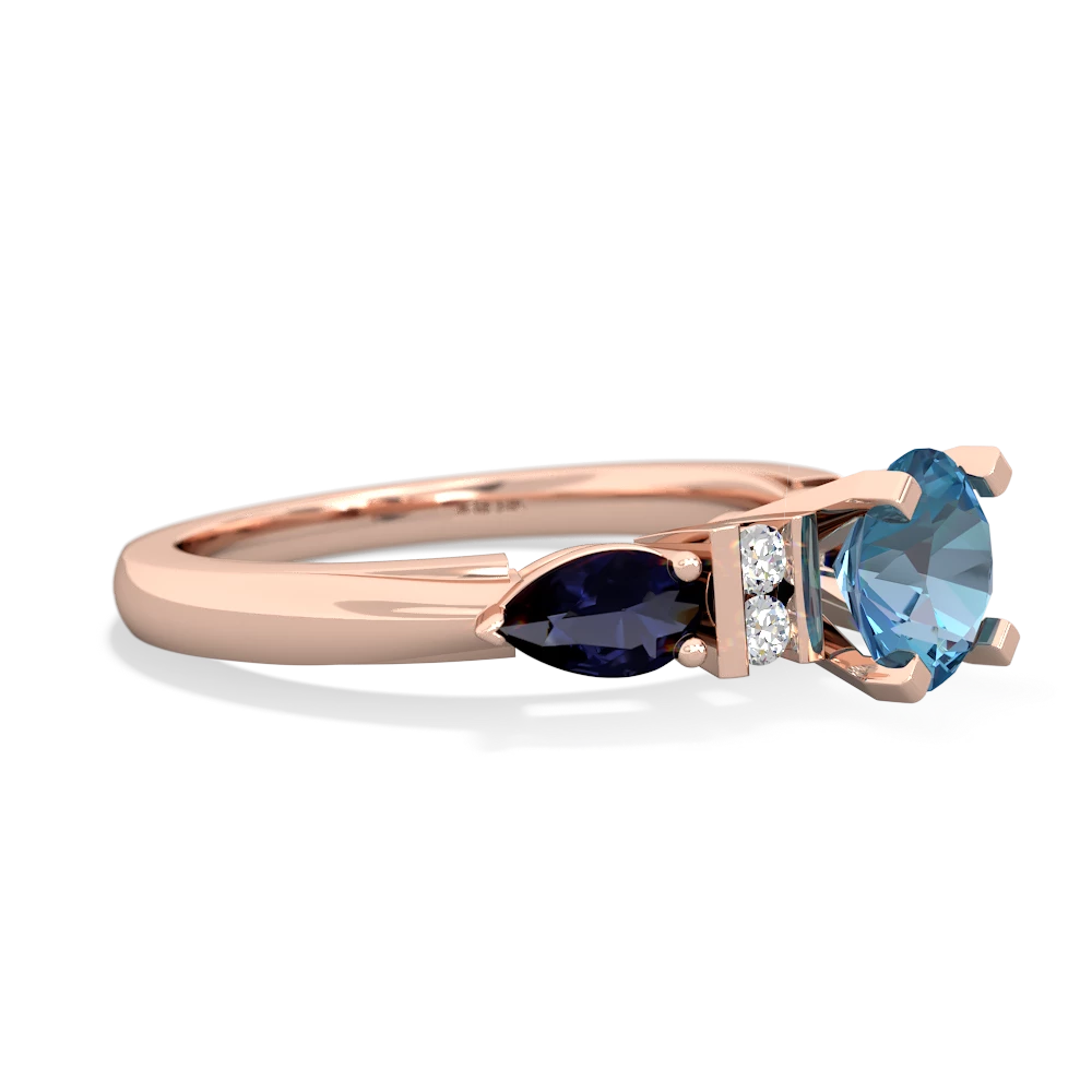 Blue Topaz 6Mm Round Eternal Embrace Engagement 14K Rose Gold ring R2005