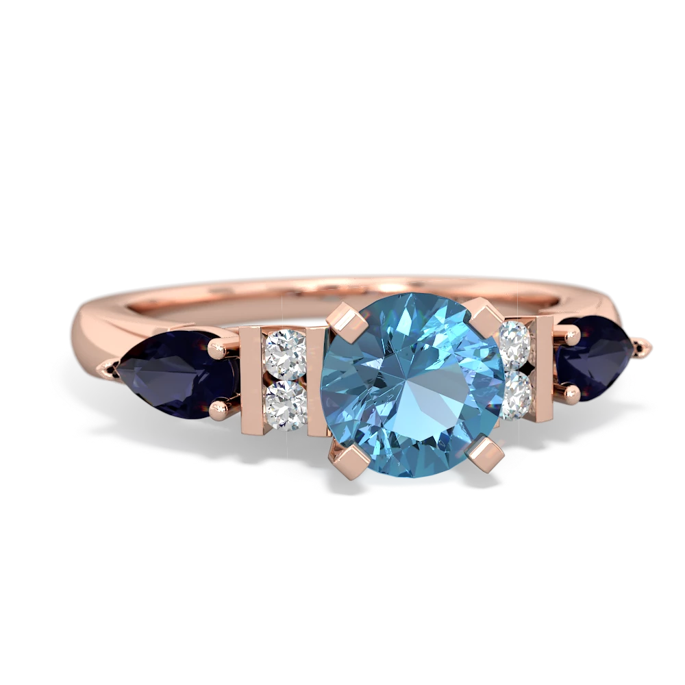 Blue Topaz 6Mm Round Eternal Embrace Engagement 14K Rose Gold ring R2005