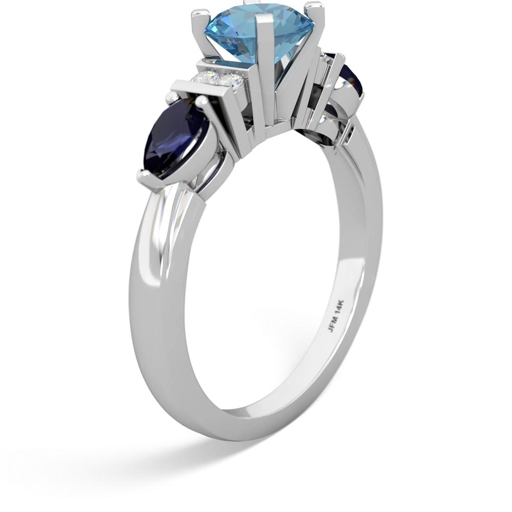 Blue Topaz 6Mm Round Eternal Embrace Engagement 14K White Gold ring R2005