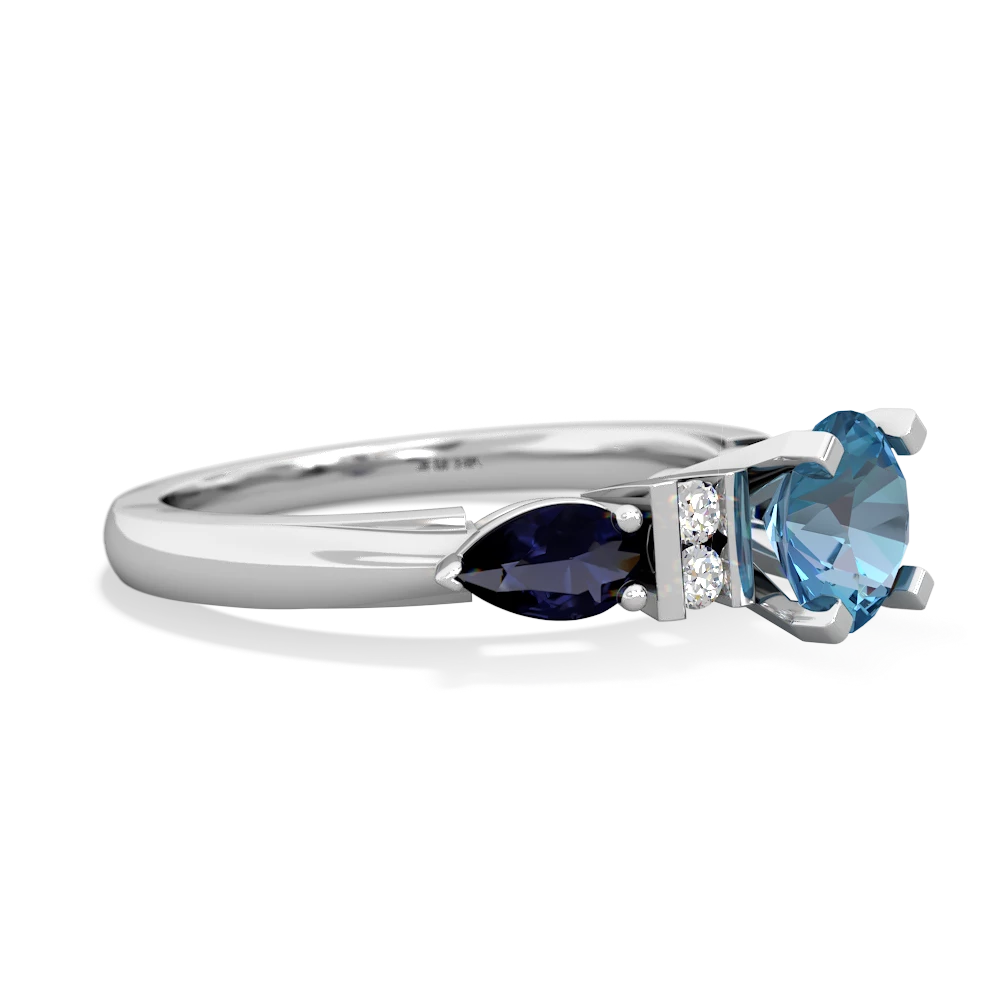 Blue Topaz 6Mm Round Eternal Embrace Engagement 14K White Gold ring R2005