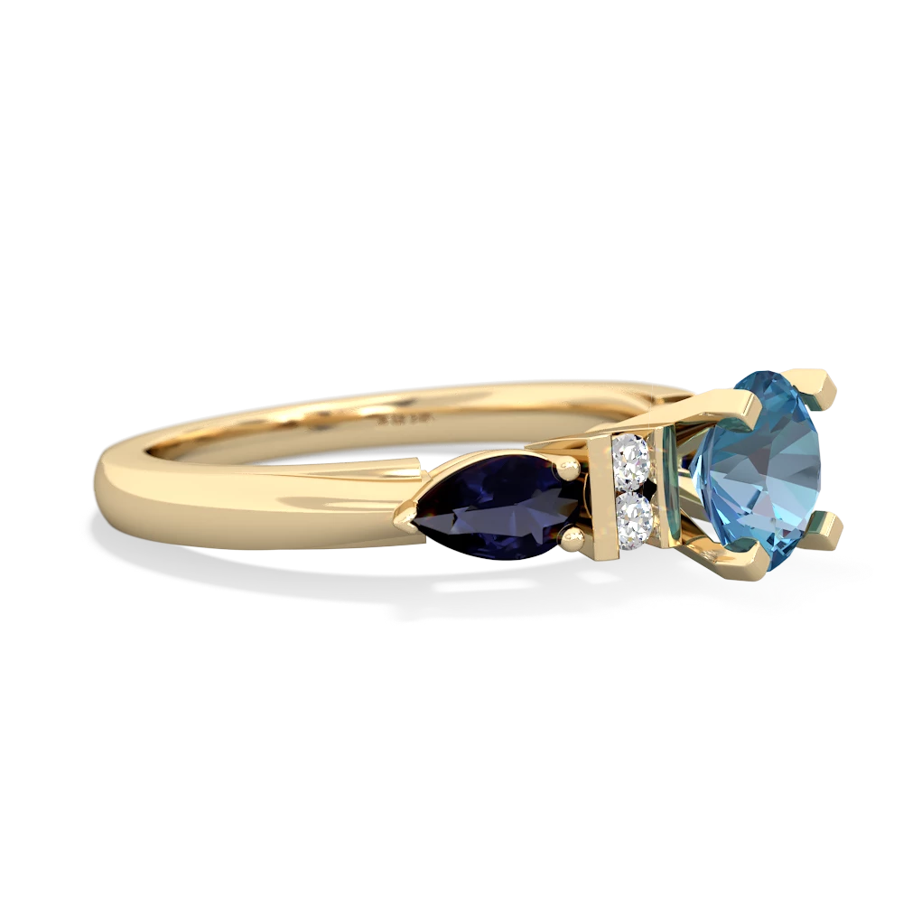 Blue Topaz 6Mm Round Eternal Embrace Engagement 14K Yellow Gold ring R2005