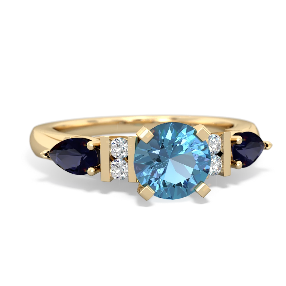 Blue Topaz 6Mm Round Eternal Embrace Engagement 14K Yellow Gold ring R2005