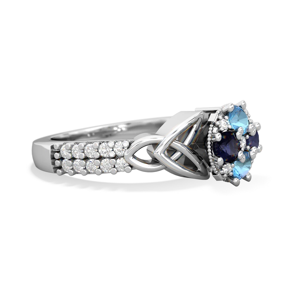 Blue Topaz Celtic Knot Cluster Engagement 14K White Gold ring R26443RD