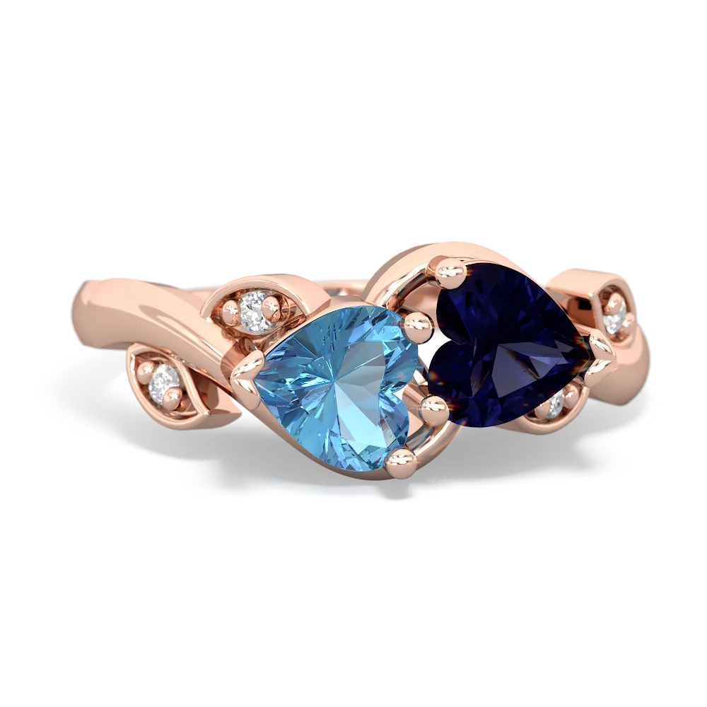 Blue Topaz Floral Elegance 14K Rose Gold ring R5790