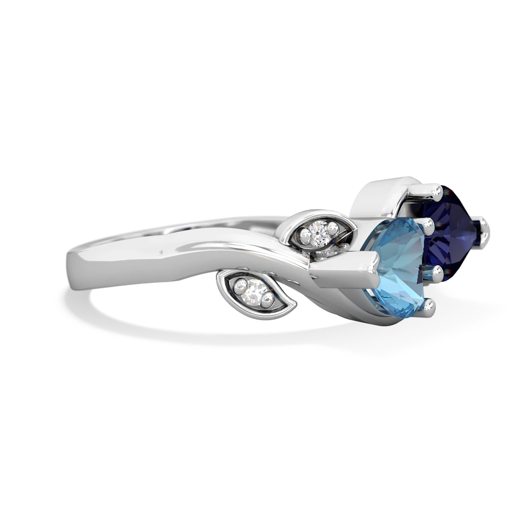 Blue Topaz Floral Elegance 14K White Gold ring R5790