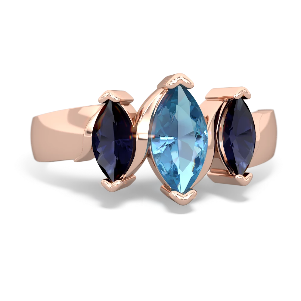 Blue Topaz Three Peeks 14K Rose Gold ring R2433