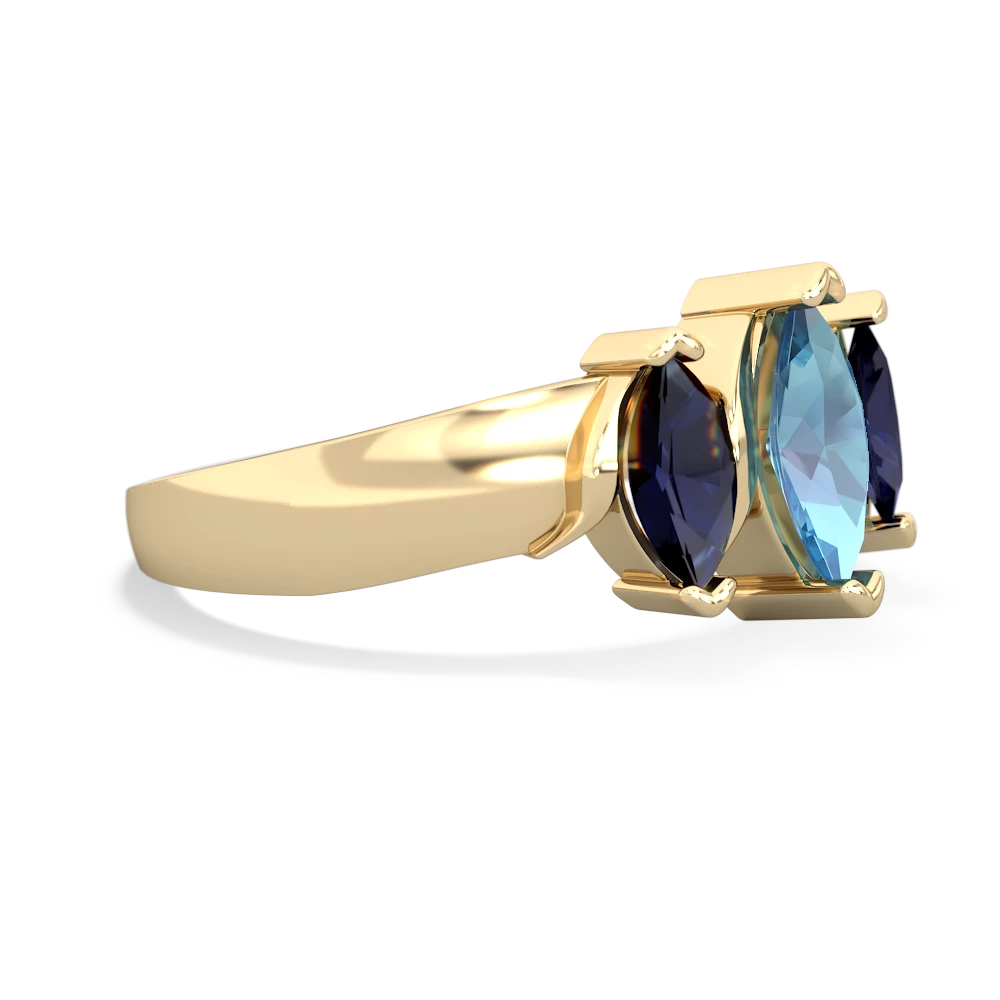 Blue Topaz Three Peeks 14K Yellow Gold ring R2433