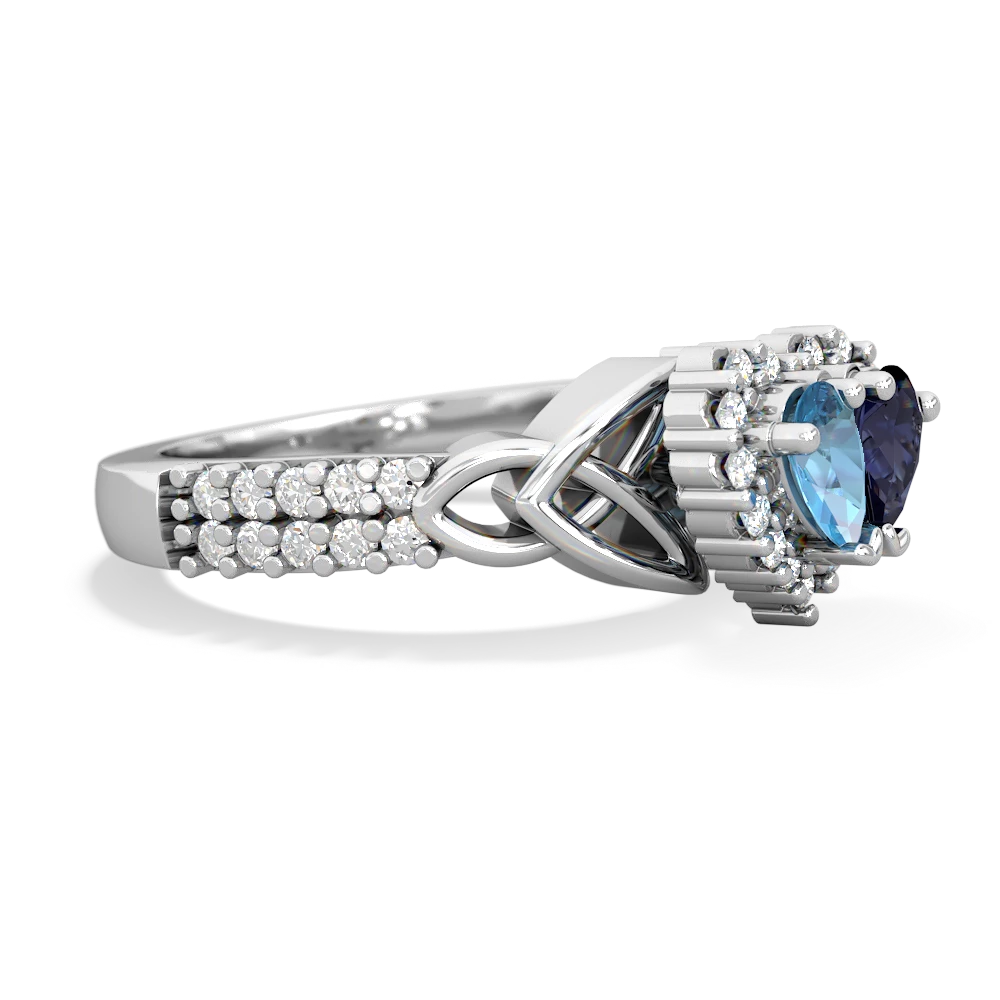 Blue Topaz Celtic Knot Two Hearts As One 14K White Gold ring R2644HRT