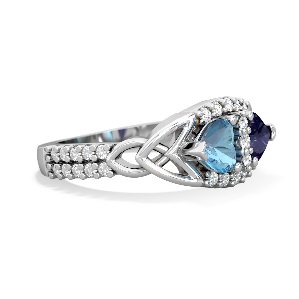 Blue Topaz Sparkling Celtic Knot 14K White Gold ring R2645