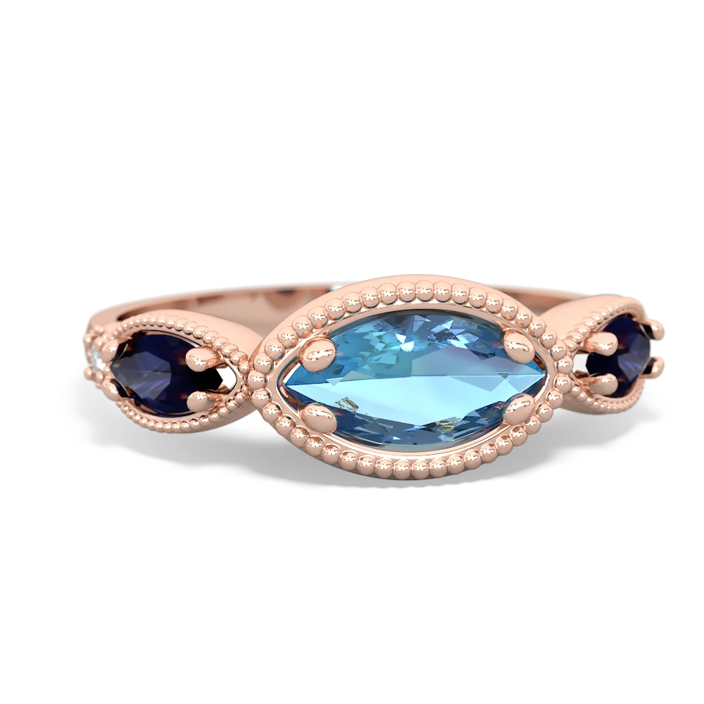 Blue Topaz Milgrain Marquise 14K Rose Gold ring R5700