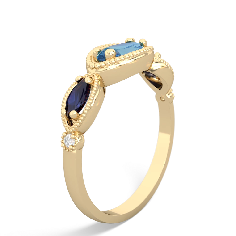 Blue Topaz Milgrain Marquise 14K Yellow Gold ring R5700