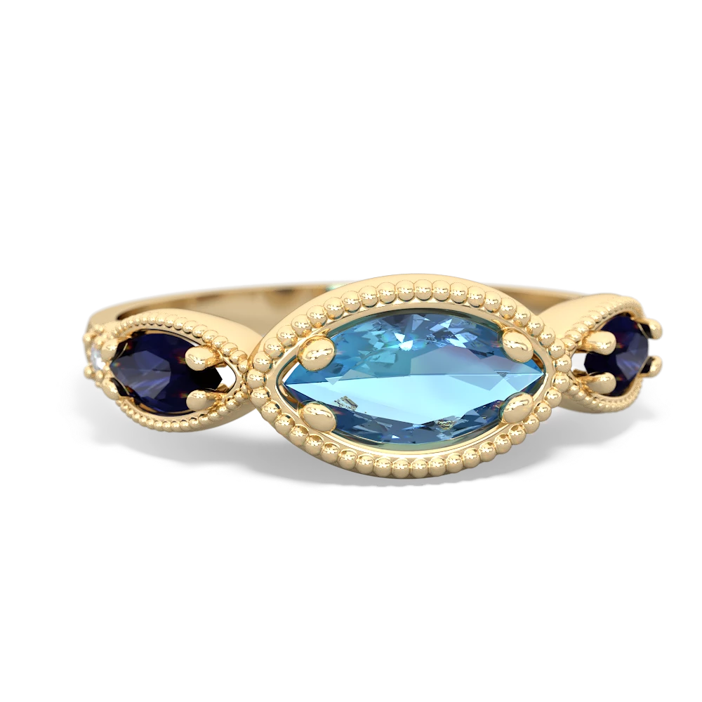 Blue Topaz Milgrain Marquise 14K Yellow Gold ring R5700