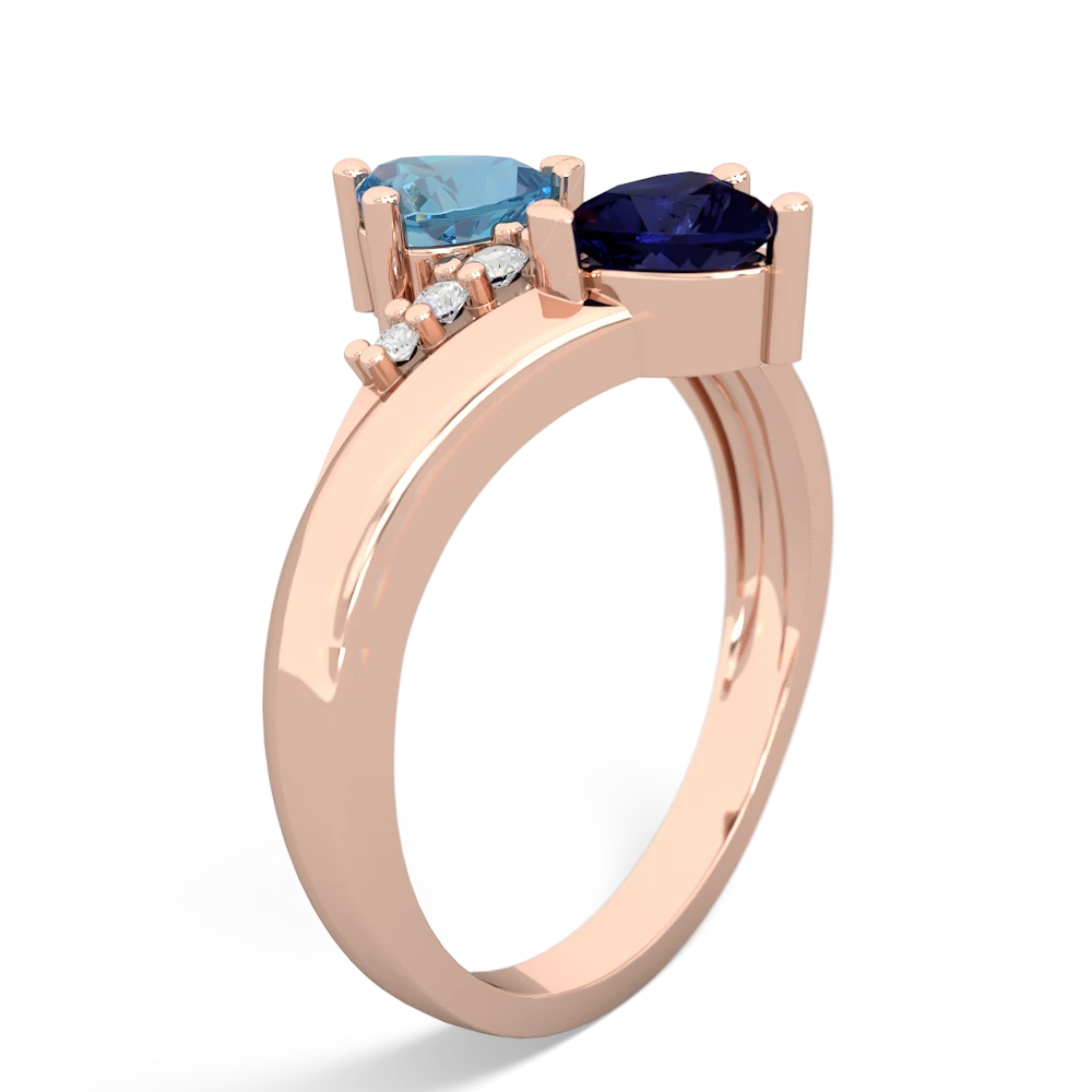 Blue Topaz Heart To Heart 14K Rose Gold ring R2064