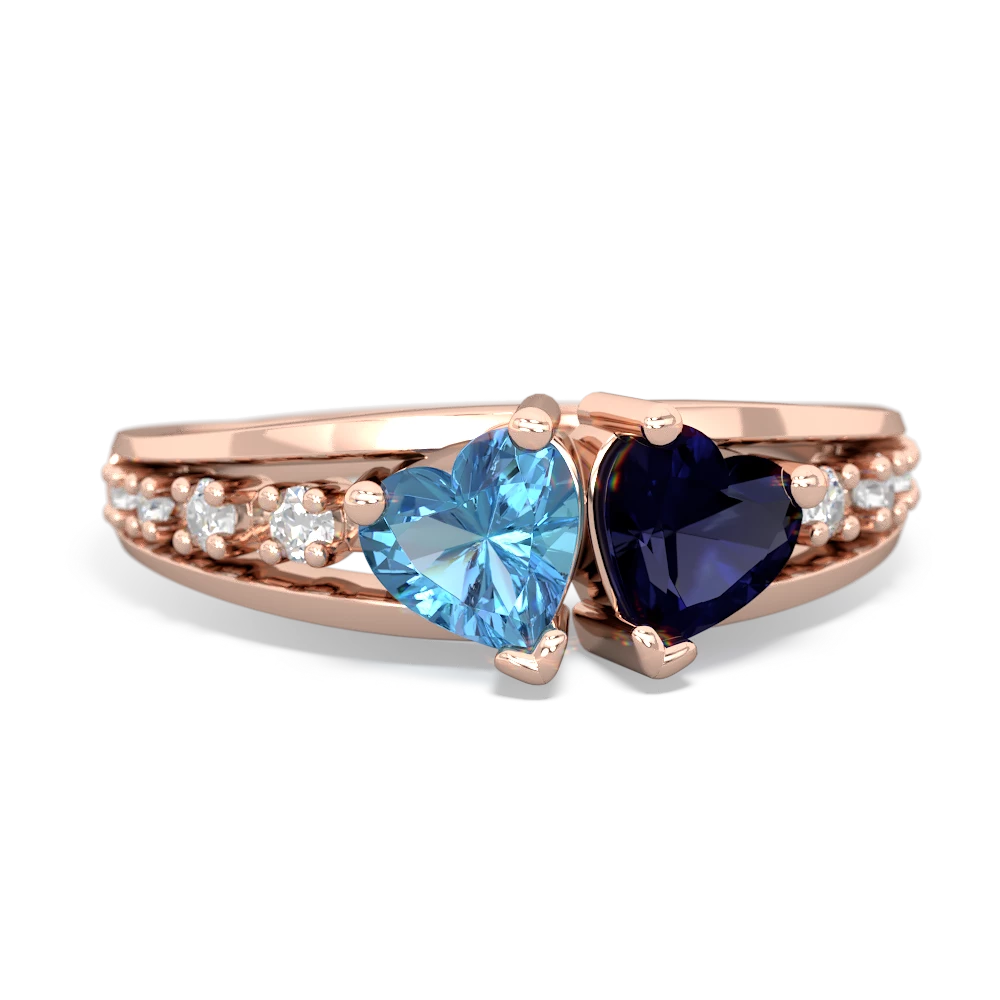 Blue Topaz Heart To Heart 14K Rose Gold ring R3342