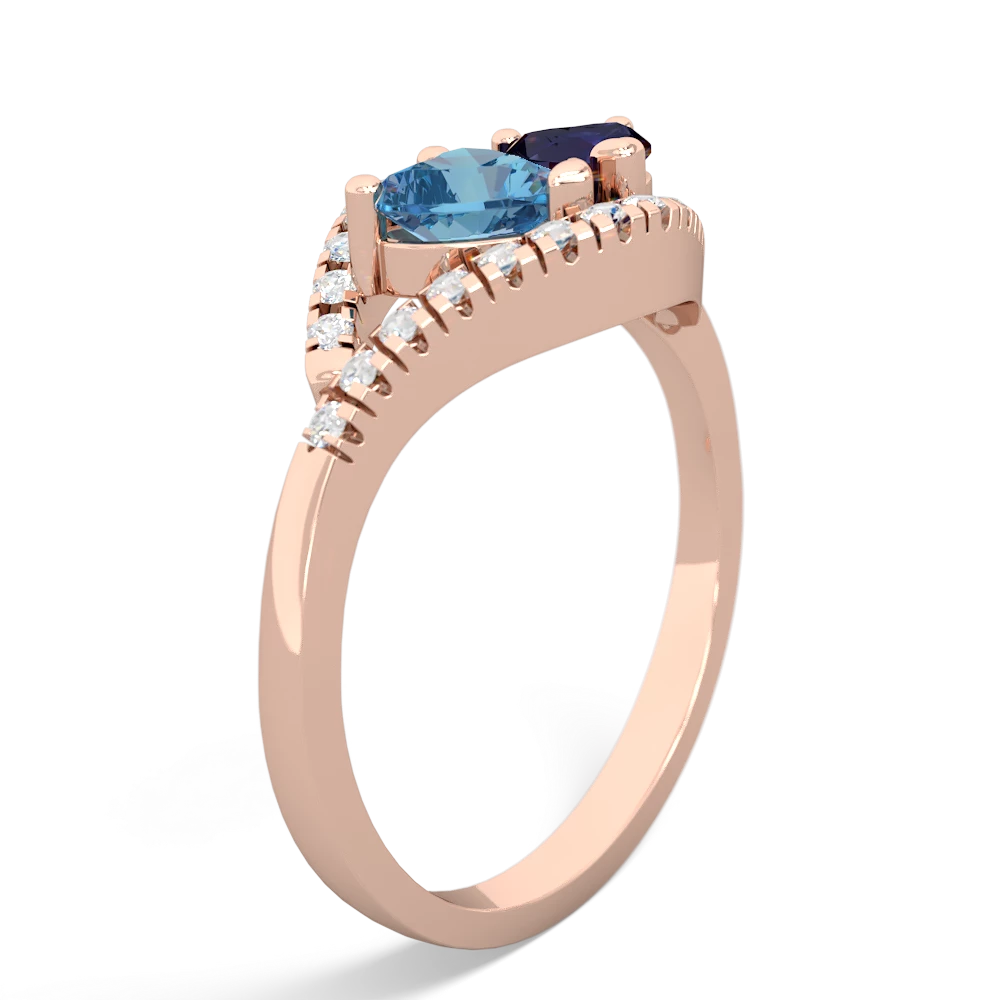 Blue Topaz Mother And Child 14K Rose Gold ring R3010