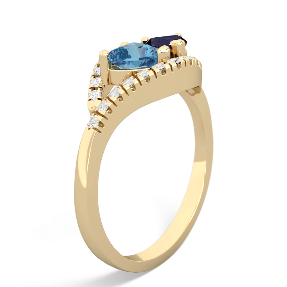 Blue Topaz Mother And Child 14K Yellow Gold ring R3010