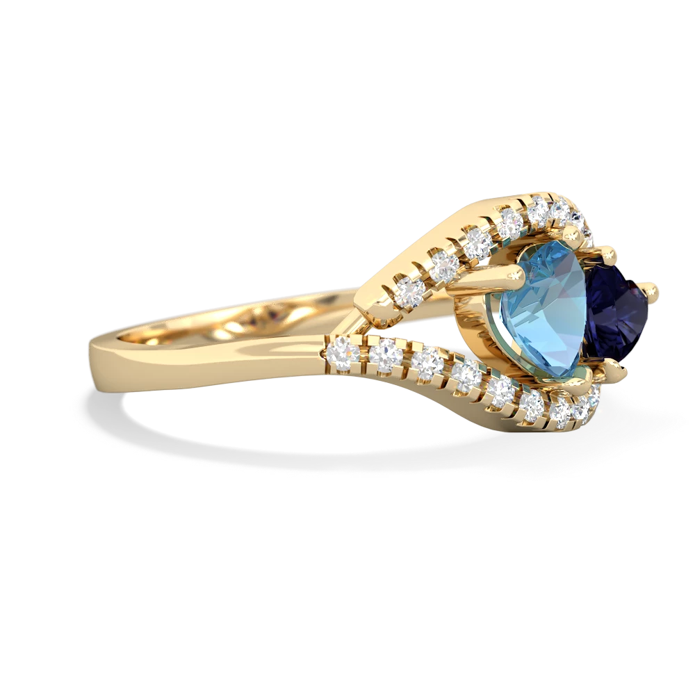 Blue Topaz Mother And Child 14K Yellow Gold ring R3010