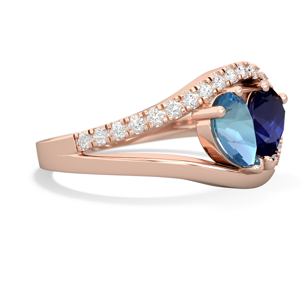 Blue Topaz Nestled Heart Keepsake 14K Rose Gold ring R5650