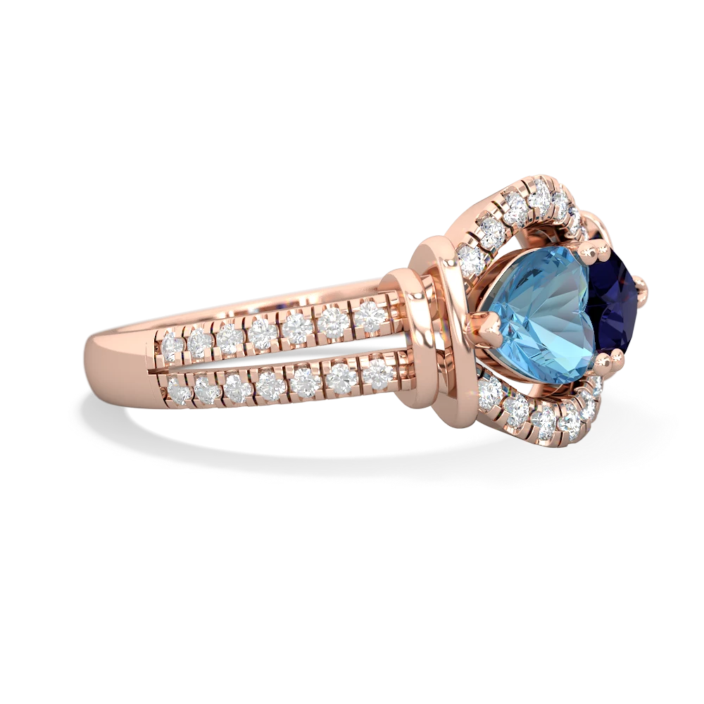 Blue Topaz Art-Deco Keepsake 14K Rose Gold ring R5630