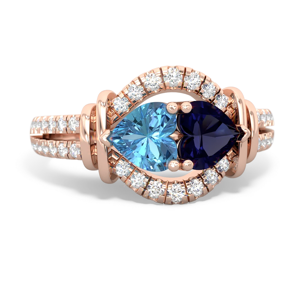 Blue Topaz Art-Deco Keepsake 14K Rose Gold ring R5630