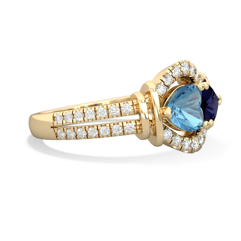 Blue Topaz Art-Deco Keepsake 14K Yellow Gold ring R5630