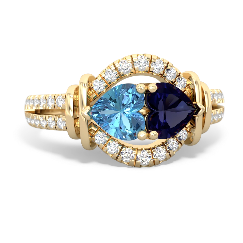 Blue Topaz Art-Deco Keepsake 14K Yellow Gold ring R5630