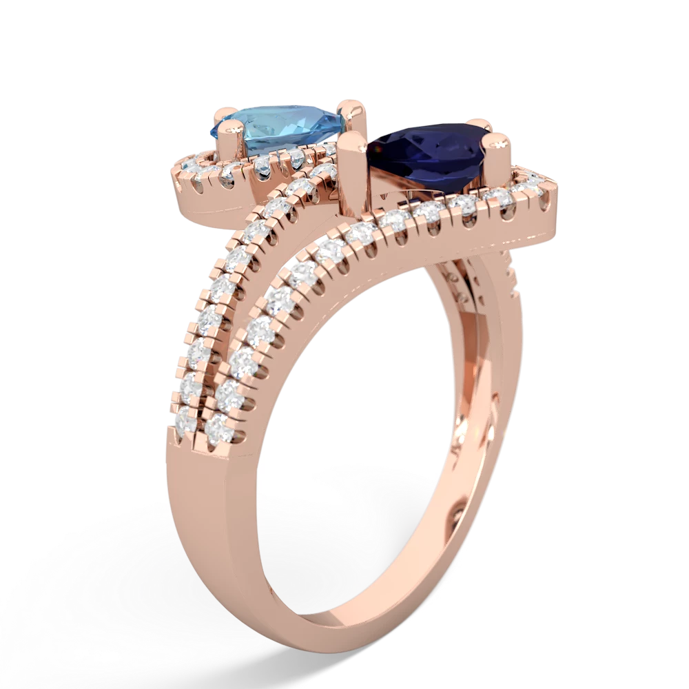 Blue Topaz Diamond Dazzler 14K Rose Gold ring R3000