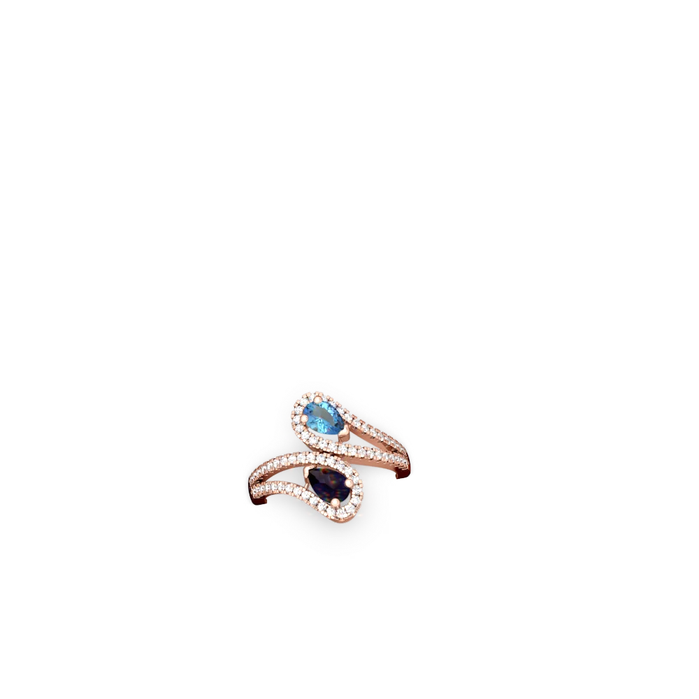 Blue Topaz Diamond Dazzler 14K Rose Gold ring R3000