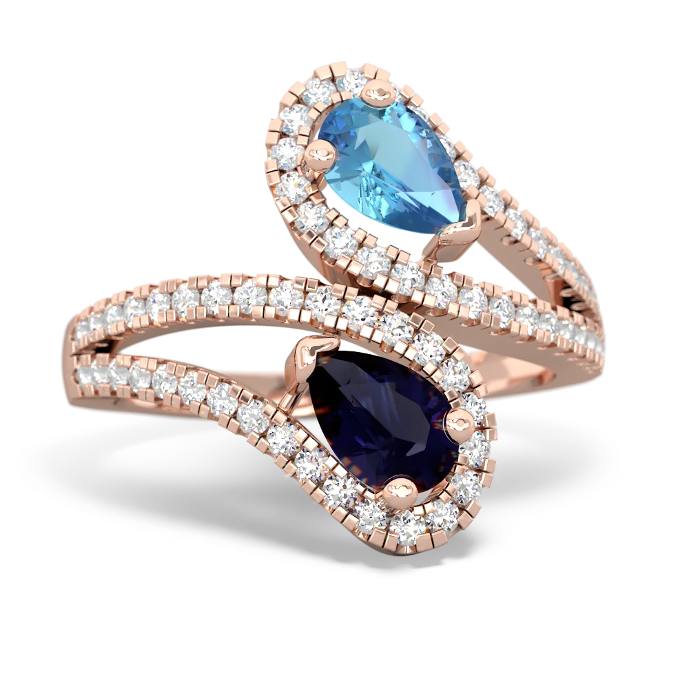 Blue Topaz Diamond Dazzler 14K Rose Gold ring R3000