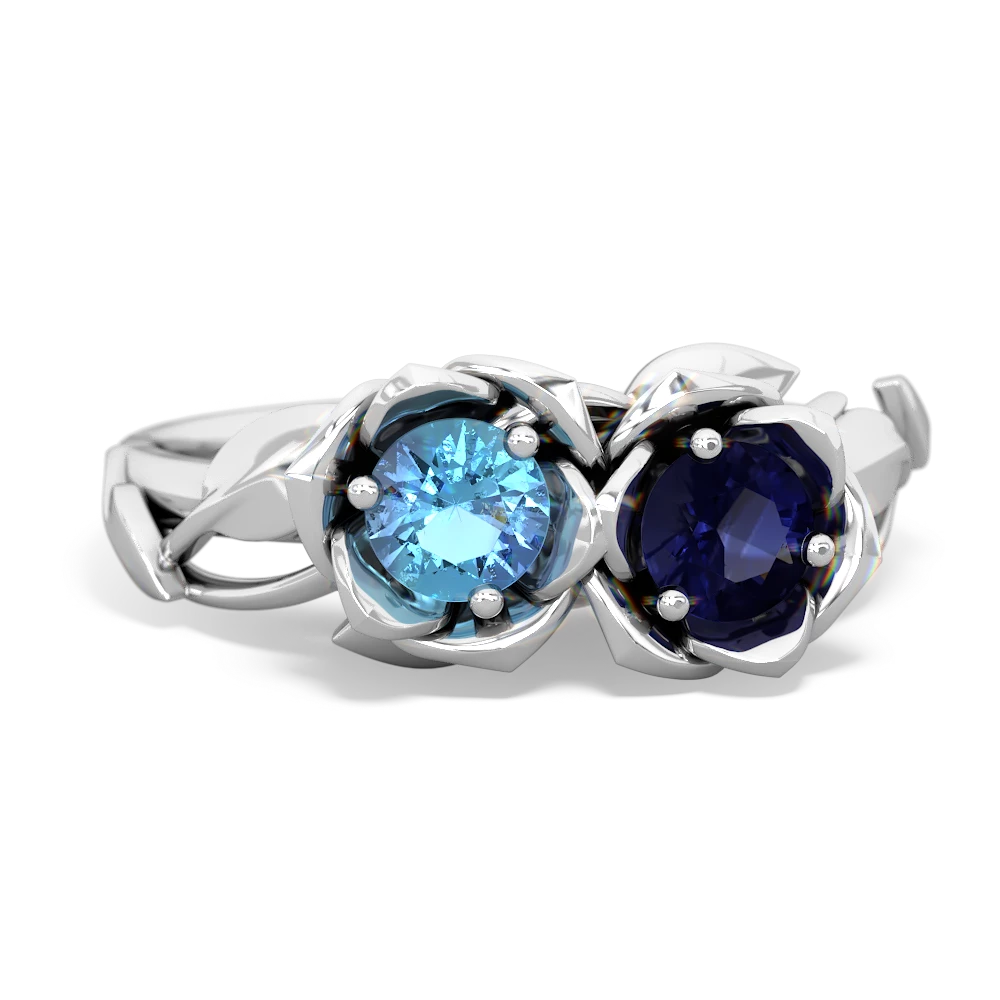 Blue Topaz Rose Garden 14K White Gold ring R5510