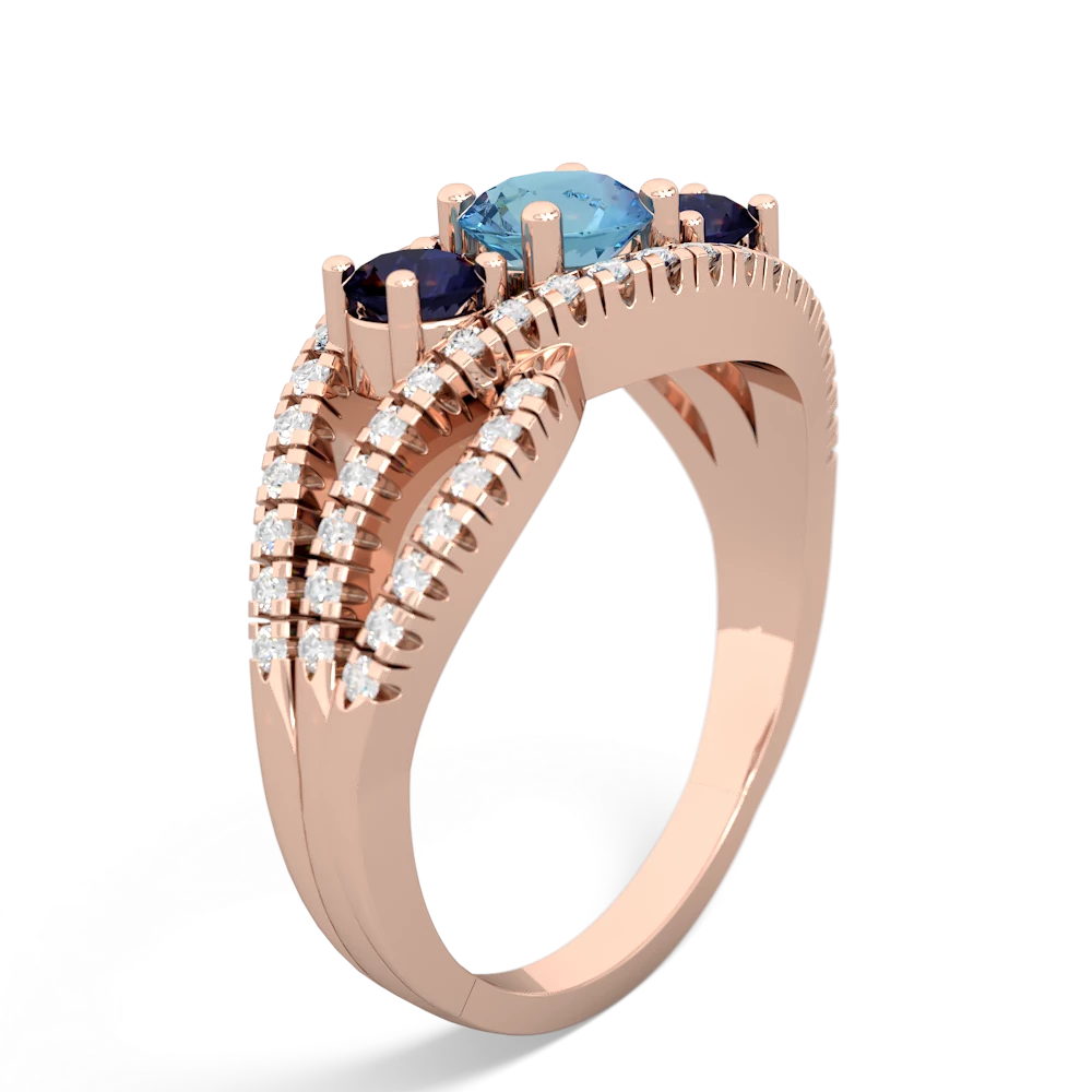 Blue Topaz Three Stone Aurora 14K Rose Gold ring R3080