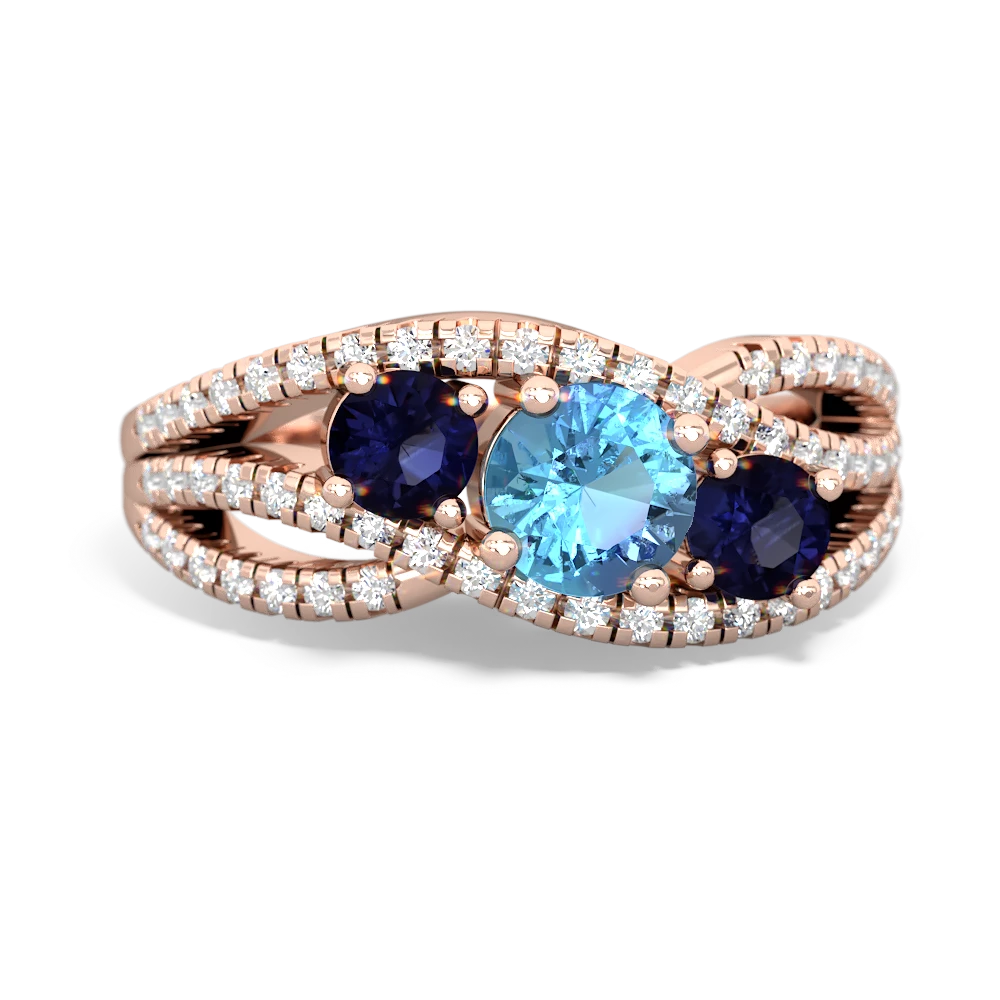 Blue Topaz Three Stone Aurora 14K Rose Gold ring R3080