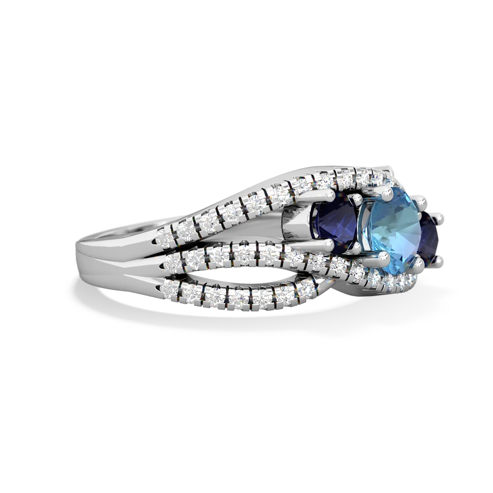 Blue Topaz Three Stone Aurora 14K White Gold ring R3080