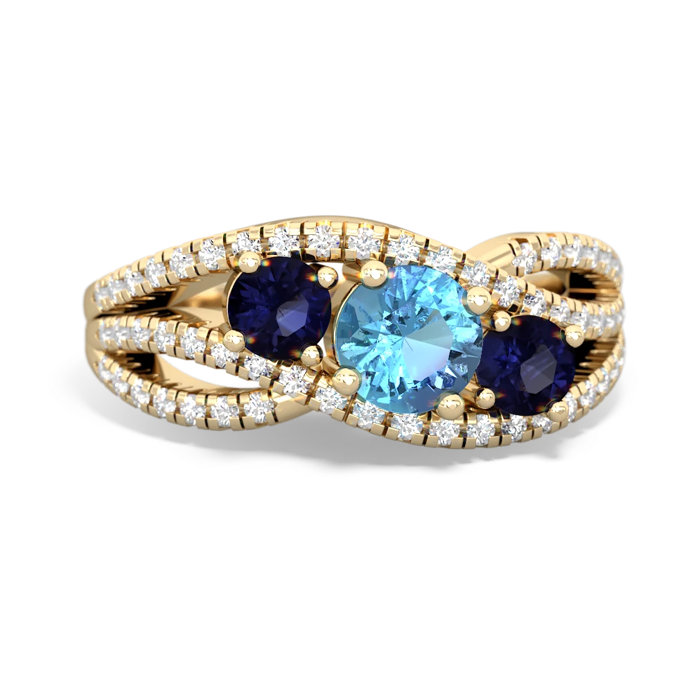 Blue Topaz Three Stone Aurora 14K Yellow Gold ring R3080