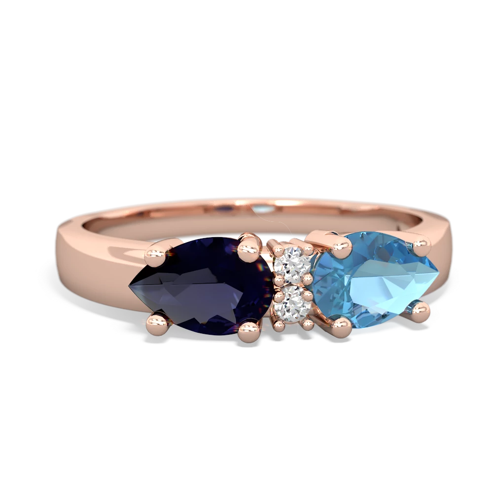 Blue Topaz Pear Bowtie 14K Rose Gold ring R0865