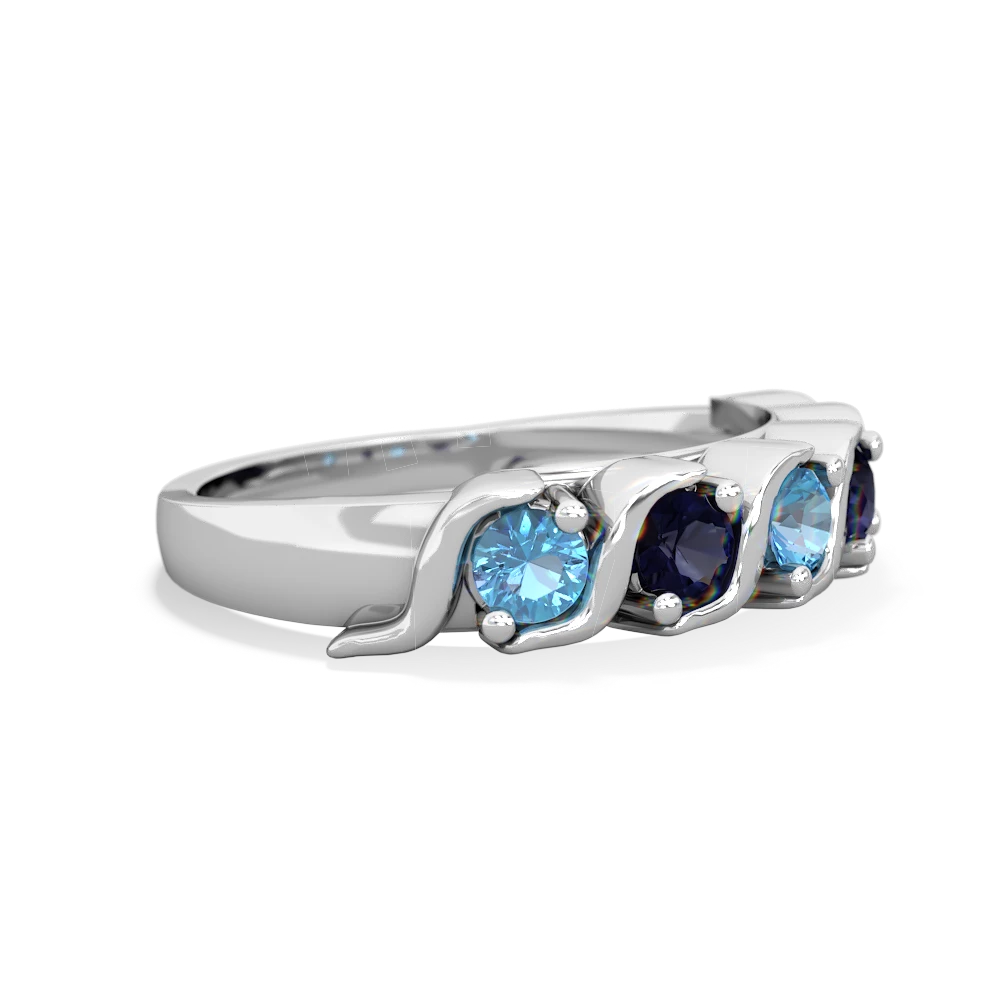 Blue Topaz Anniversary Band 14K White Gold ring R2089