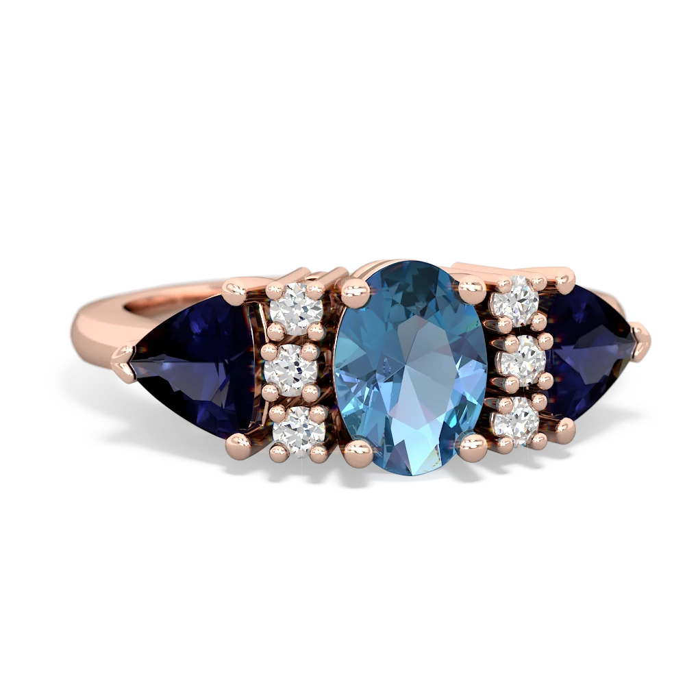 Blue Topaz Antique Style Three Stone 14K Rose Gold ring R2186