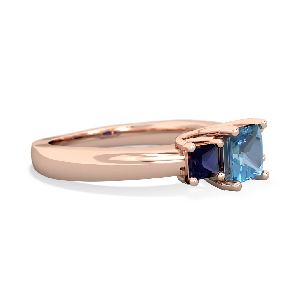 Blue Topaz Three Stone Trellis 14K Rose Gold ring R4015