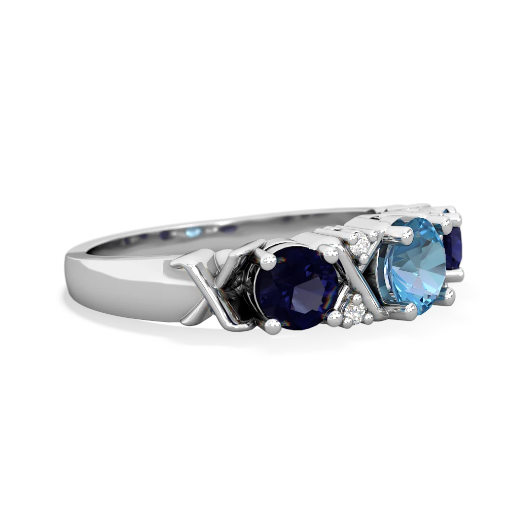 Blue Topaz Hugs And Kisses 14K White Gold ring R5016