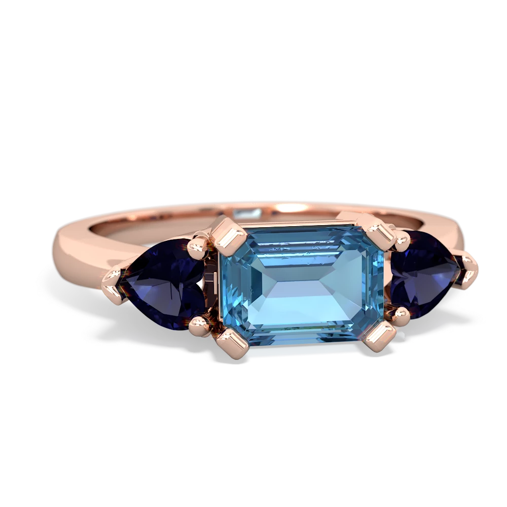 Blue Topaz Three Stone 14K Rose Gold ring R5235