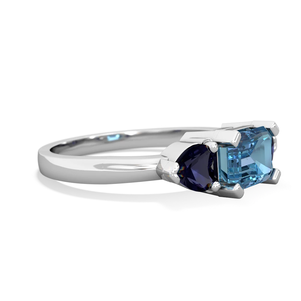 Blue Topaz Three Stone 14K White Gold ring R5235