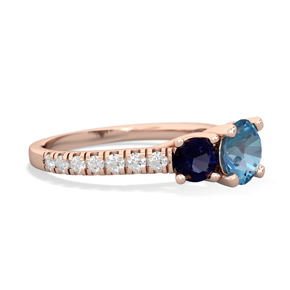 Blue Topaz Pave Trellis 14K Rose Gold ring R5500