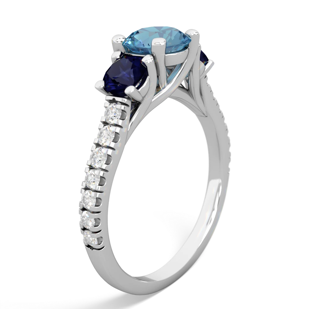 Blue Topaz Pave Trellis 14K White Gold ring R5500