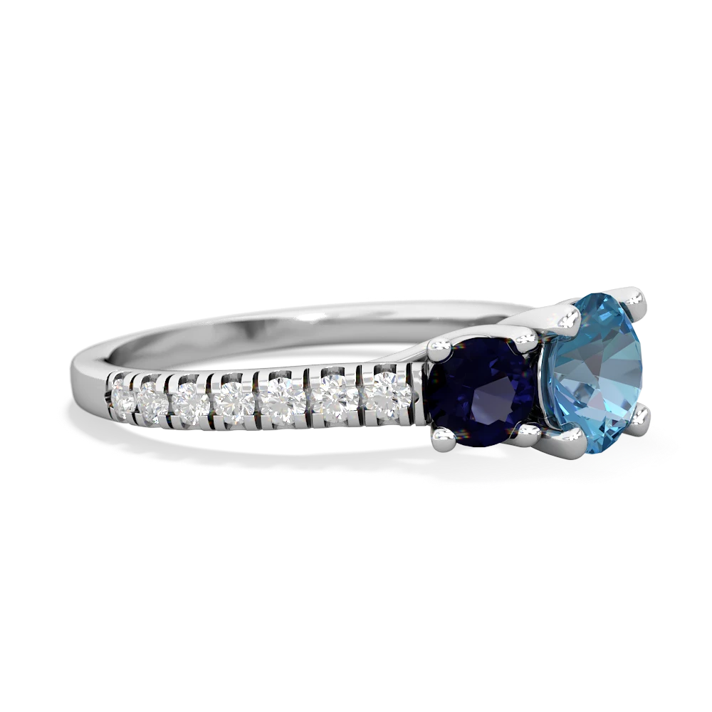 Blue Topaz Pave Trellis 14K White Gold ring R5500