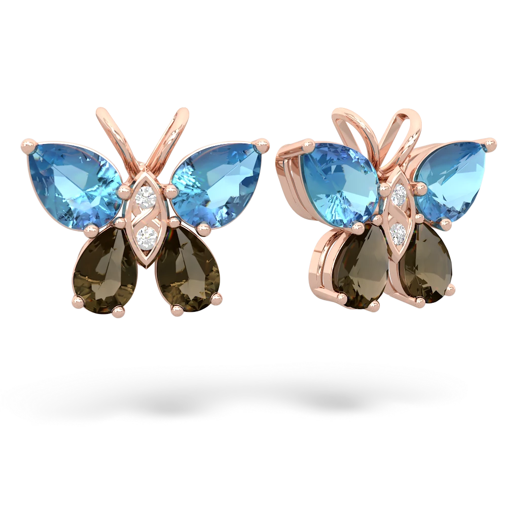 Blue Topaz Butterfly 14K Rose Gold earrings E2215