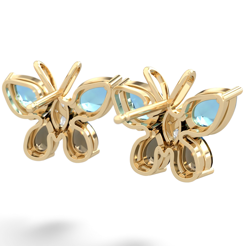 Blue Topaz Butterfly 14K Yellow Gold earrings E2215