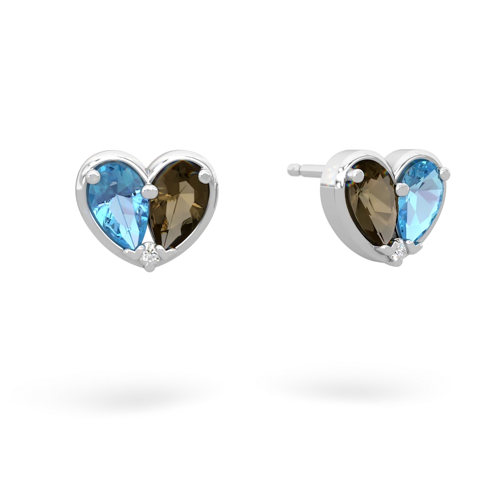 Blue Topaz 'Our Heart' 14K White Gold earrings E5072